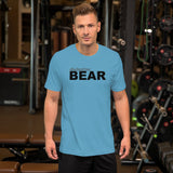 "destination bear" Short-Sleeve Unisex T-Shirt (black and grey graphic)