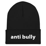 anti bully Cuffed Beanie (white embroidery)