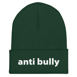anti bully Cuffed Beanie (white embroidery)