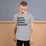 Bears. Beards. Bellies. Buttstuff. all gender T-Shirt up to 4XL