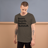Bears. Beards. Bellies. Buttstuff. all gender T-Shirt up to 4XL