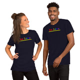 "be love" Short-Sleeve Unisex T-Shirt (rainbow graphic)