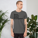 Bears. Beards. Bellies. Boardgames. all gender T-Shirt up to 4XL