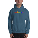 "be human" Hooded Sweatshirt (rainbow graphic)