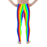 stay curious, be wonderful. rainbow candy stripe Men's Leggings / yoga pants