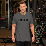 "destination bear" Short-Sleeve Unisex T-Shirt (black and grey graphic)
