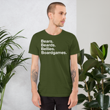 Bears. Beards. Bellies. Boardgames. all gender T-Shirt up to 4XL