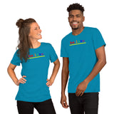 "be love" Short-Sleeve Unisex T-Shirt (rainbow graphic)
