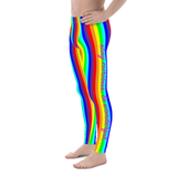 stay curious, be wonderful. rainbow candy stripe Men's Leggings / yoga pants