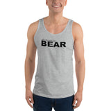 "destination bear" Unisex  Tank Top (black and grey graphic)