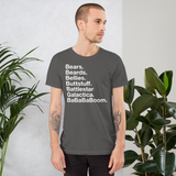 Bears. Beards. Bellies. Buttstuff. BSG. BaBaBaBoom. all gender T-Shirt up to 4XL