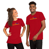 "be love" Short-Sleeve Unisex T-Shirt (rainbow graphic)