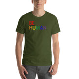 be human rainbow Short-Sleeve Unisex T-Shirt (part of and responsible for & ity in black print)