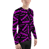be queer, queer Men's Rash Guard (pink and black all over print)