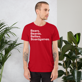 Bears. Beards. Bellies. Boardgames. all gender T-Shirt up to 4XL