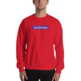 "be femme" Sweatshirt (purple and white graphic)