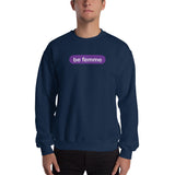 "be femme" Sweatshirt (purple and white graphic)