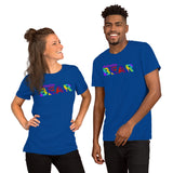 "destination bear" Short-Sleeve Unisex T-Shirt (rainbow graphic)