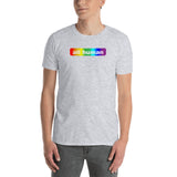 "all human" Short-Sleeve Unisex T-Shirt (white and rainbow graphic)