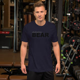 "destination bear" Short-Sleeve Unisex T-Shirt (black and grey graphic)
