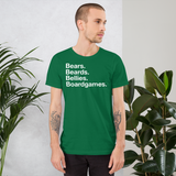 Bears. Beards. Bellies. Boardgames. all gender T-Shirt up to 4XL