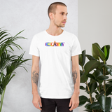 gay pride all gender T-Shirt be gay! rainbow print.