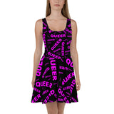 "be queer" queer Skater Dress (pink and black all over print)