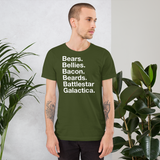 Bears. Bellies. Bacon. Beards. BSG. all gender T-Shirt up to 4XL