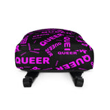 "be queer" queer Backpack (pink and black all over print)