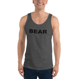 "destination bear" Unisex  Tank Top (black and grey graphic)