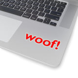 woof! red and white Kiss-Cut Stickers 4 sizes