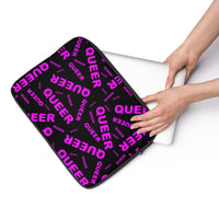 "be queer" queer Laptop Sleeve (pink and black all over print)