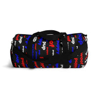 Pup pupper puppy woof custom Duffle Bag red white blue and black