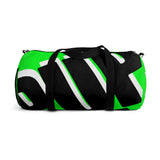 PUP custom Duffle Bag over sized black and white on bright green graphic
