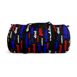 Pup pupper puppy woof custom Duffle Bag red white blue and black