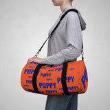 custom puppy duffle bag dark blue and orange version 2