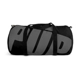 custom grey on black background pup Duffle Bag