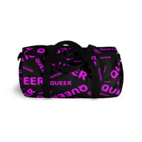 be queer, queer Duffle Bag (pink and black all over print)