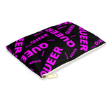 "be queer" queer Accessory Pouch (black and pink all over print)