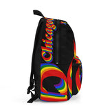 Chicago Pride Backpack (Made in USA) rainbow print.