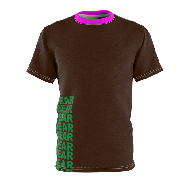 "BE BEAR" All Over Print Tee (Brown pink green yassss)