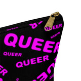 "be queer" queer Accessory Pouch w T-bottom (pink and black all over print)