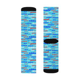 Copy of Copy of pup puppy pupper woof Sublimation Socks red white blue and light blue