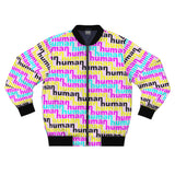 human just like you cmyk on pink all gender AOP Bomber Jacket (traditional men's cut)