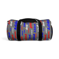 Pup puppy pupper woof custom Duffle Bag red white blue and grey