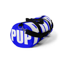custom puppy Duffle Bag "PUP" blue and white version four
