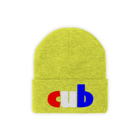 embroidered cub Knit Beanie red white and blue