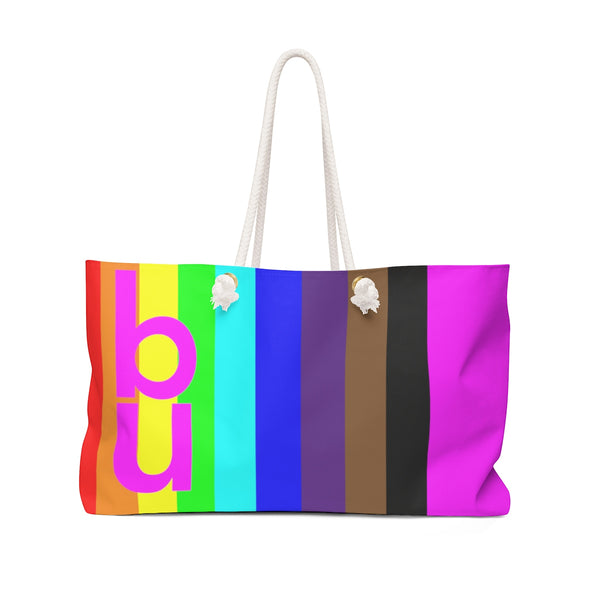 be you candy stripe rainbow Weekender Bag