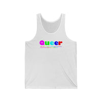 Queer all gender Jersey Tank funty tank rainbow graphic