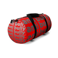 "be anti bully" anti bully Duffle Bag (white black red all over graphic)